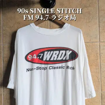 90s FM 94.7 라디오 방송국 티셔츠 싱글 스티치