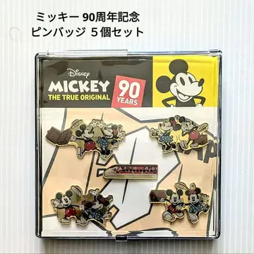 Mickey 미키 90주년 기념 핀 배지 5개 세트 미사용품