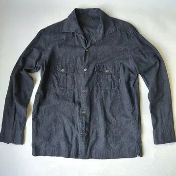 Mackintosh London 면 린넨 셔츠 블랙 페이즐리 M 사이즈