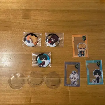 블루 록 굿즈 묶음 판매 캔 배지 3개 캔 배지 커버 3개 카드 3개