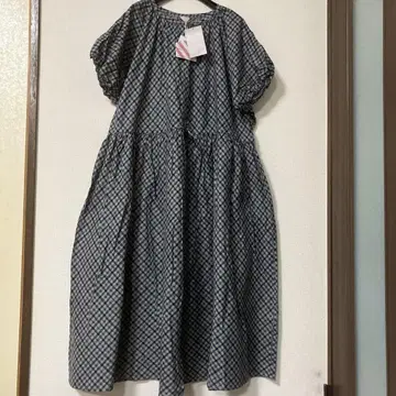 택 포함 새상품 TSUHARUby 사만사 모스모스 체크 롱 원피스 그레이
