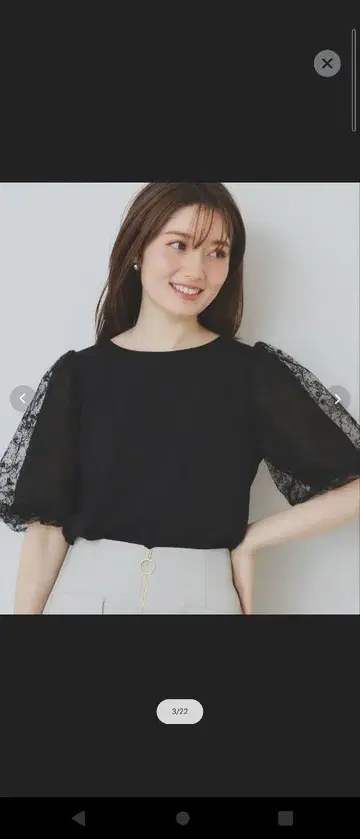index 레이스 오분 소매 상의 S 사이즈