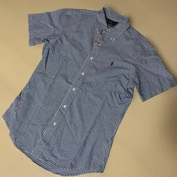 Ralph Lauren 커스텀 핏 반팔 셔츠 체크 무늬
