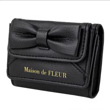 미사용 새상품 Maison de FLEUR 리본 카드 케이스 블랙 지갑