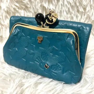 ANNA SUI 두겹 지갑 가마구치 플레이링 캣 고양이 그린 그린