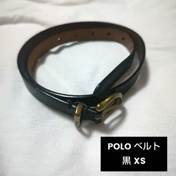 POLO 블랙 가죽 골드 버클 벨트 XS
