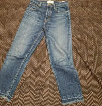 BLACKBYMOUSSY 다크 블루 데님 프린지 밑단