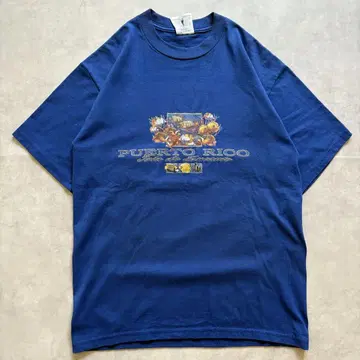 90-00s JERZEES PUERTO RICO 티셔츠 아트 물고기