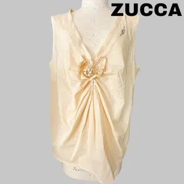 ZUCCA 주카 블라우스 셔츠 슬리브리스 베이지 코튼 면