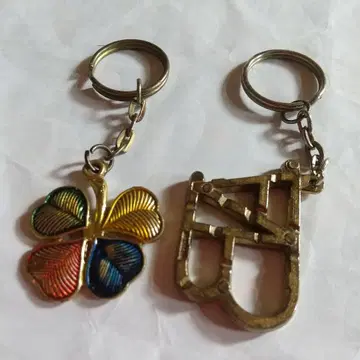 쇼와 레트로 빈티지 컬렉션 네잎 클로버와 AB 키링 (미사용 새상품)