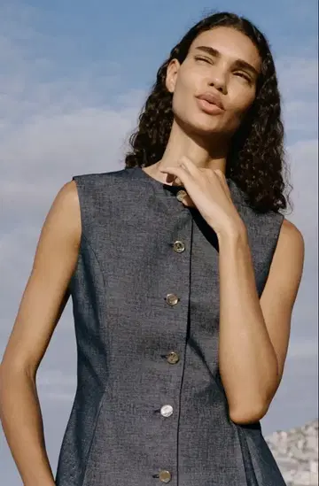 ZARA 린넨 다트 베스트 M 택 포함