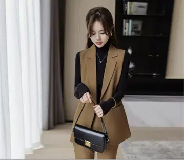 브라운 노카라 팬츠 셋업