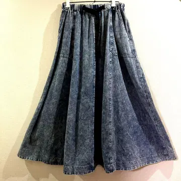 니코앤드 데님 플레어 롱 스커트 벨트