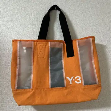 Y-3 토트백 오렌지 투명 포켓 부착