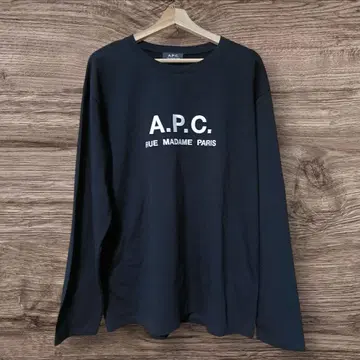 A.P.C. 아페쎄 컷 티셔츠 긴팔 티셔츠 자수 문자 로고 블랙 L