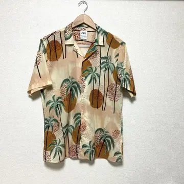ZARA 자라 남성용 알로하 셔츠 오픈 카라 셔츠 반팔
