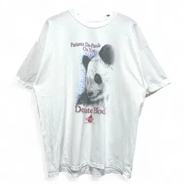 구제 의류 90s Hanes 팬더 애니멀 티셔츠 XL 화이트 703