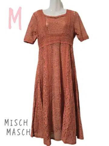 새상품 MISCH MASCH 레이스 원피스 오렌지 M 여성용*0106