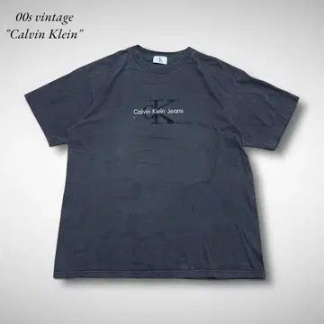 00s 캘빈클라인 티셔츠 페이드 블랙 자수 로고 CK