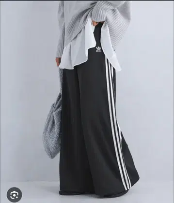 아디다스 오리지널 새틴 와이드 레그 팬츠 사이즈 M 블랙