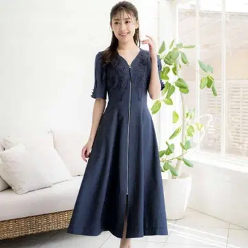 노엘라 코드 자수 지퍼 원피스 noela