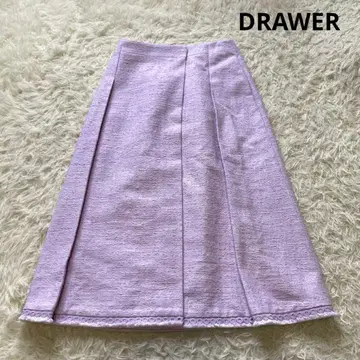 DRAWER 트위드 프린지 랩 스커트 사이즈 36 라이트 퍼플