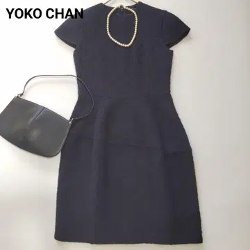 새상품급 요코짱 코튼 트위드 캡 슬리브 절개 원피스 36