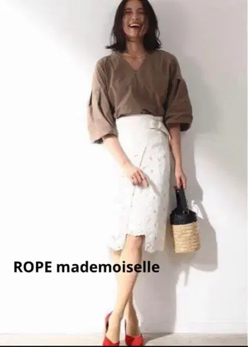ROPE mademoiselle 벨트 랩 레이스 스커트