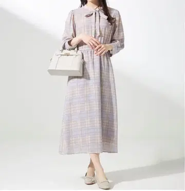 새상품 any SiS 체크 무늬 리본 포함 원피스 베스트 세트 사이즈 1