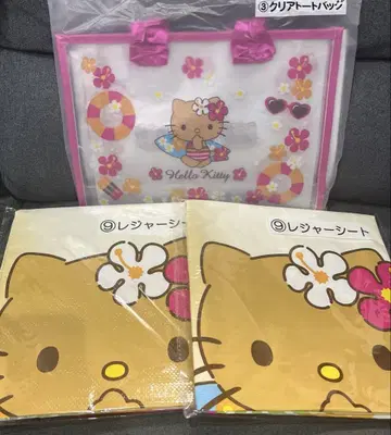 산리오 복권 일광화상 키티 클리어 토트백 돗자리 2종
