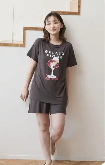 접촉 냉감 쿨 레이온 디저트 로고 티셔츠 & 숏 팬츠