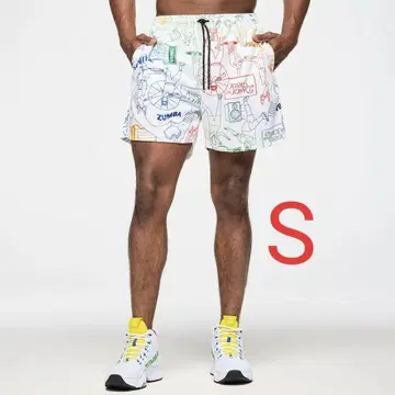 신상 ZUMBA 컬러풀 숏 팬츠 S 사이즈 남성/여성용 남녀 공용 새상품