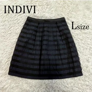 INDIVI 미니 스커트 시스루 보더 블랙 네이비 구제 의류