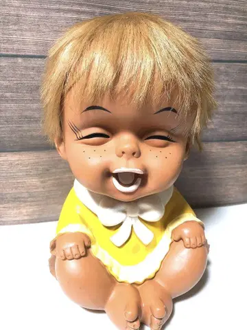 쇼와 레트로 레어 BIG 몬나니 인형 소프트 비닐 스마일 인형