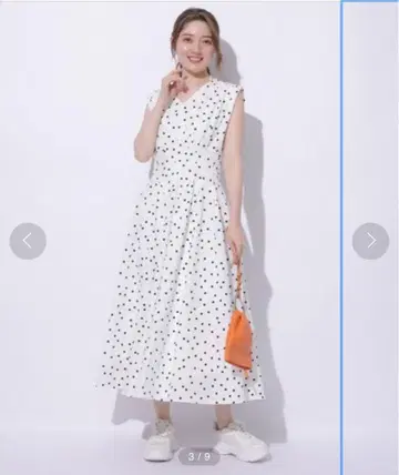 아푸와이저 리셰 컬러 턱 원피스 도트 특수 화이트
