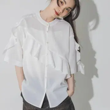 JEANASIS 새시 프릴 셔츠 화이트