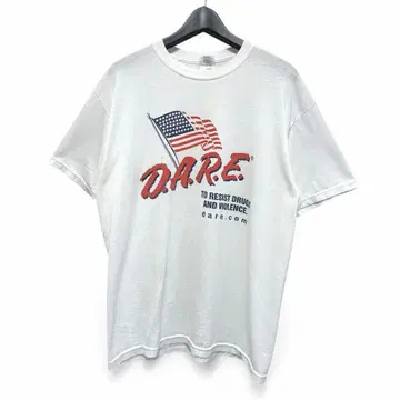 구제 의류 새상품급 빈티지 D.A.R.E. 아트 화이트 티셔츠 374