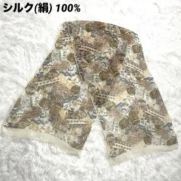 실크 100% 직사각형 시어 스카프 시스루 스톨 비침 아이보리 실크