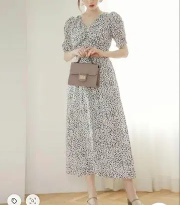 퍼프 슬리브 롱 원피스 L 사이즈