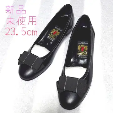 MIHAMA 23.5cm 미사용 새상품 공 체인 리본 블랙 펌프스