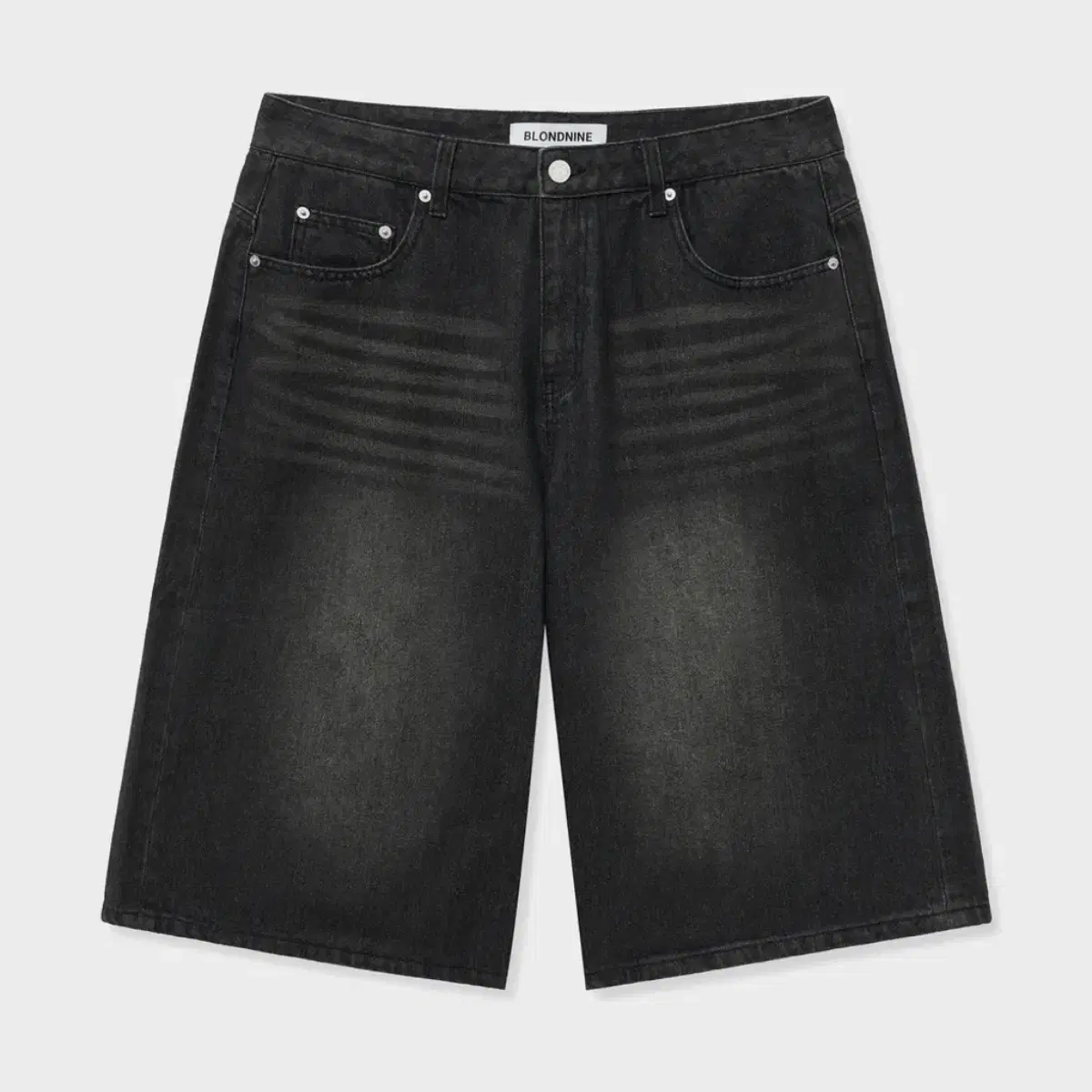 [New, S] Blond9 Vintage Washed Bermuda Denim Pants Washed Black