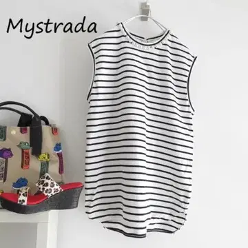 Mystrada 마이 스트라다 펄 보더 슬리브리스 티셔츠