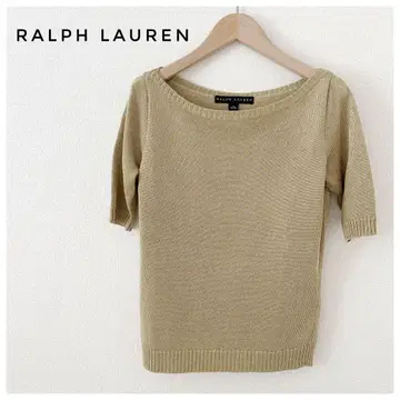 RALPH LAUREN 랄프 로렌 골드 반소매 케이블 니트 M