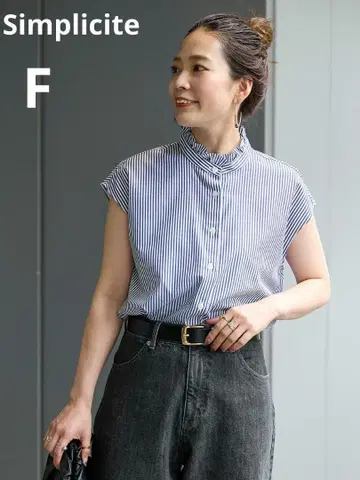 24SS 심플리시떼 스탠드 프릴 프렌치 슬리브 블라우스 F 사이즈