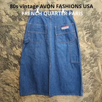 80s AVON FASHION USA 슬릿 데님 스커트