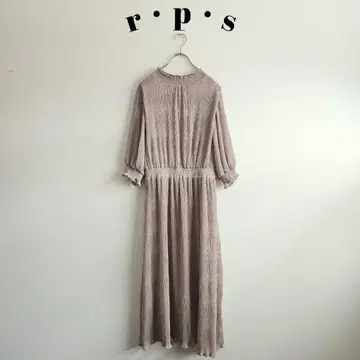 RPS 7부 소매 플리츠 원피스 롱 기장 하이넥 프릴