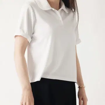 cccmalie 스캘럽 옷깃 반팔 폴로 셔츠 화이트
