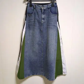 Laboratory 데님 & 나일론 콤비 스커트