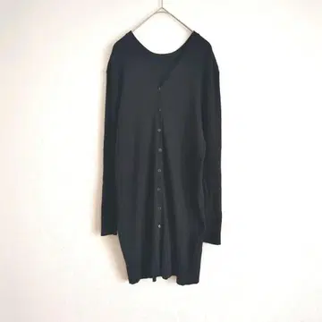 HARE 하레 가디건 블랙 롱 기장 리브 타이트 심플 슬릿