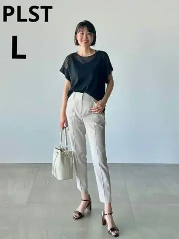 24SS 플라스테 데콜테 시어 프렌치 슬리브 스웨터 반팔 블랙 L
